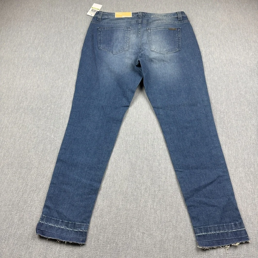 Michael Kors Jeans Women 8 Blue Izzy Skinny Raw Release Fray Hem Denim Pants NWT